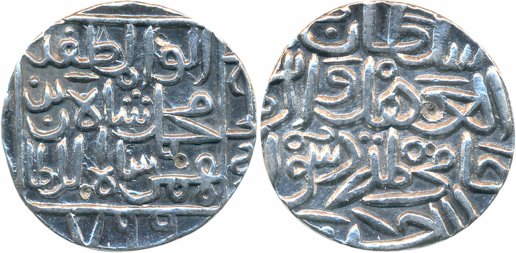 Muhammad Shah I, Silver Tanka, 10.87g, Hadrat Ahsanabad Mint, AH 766 (G&G# BH27). Cleaned,
