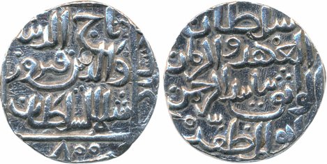 Taj ul din Firuz, Silver Tanka, 10.89g, Hadrat Ahsanabad Mint, AH 800 (G&G# BH63). Cleaned