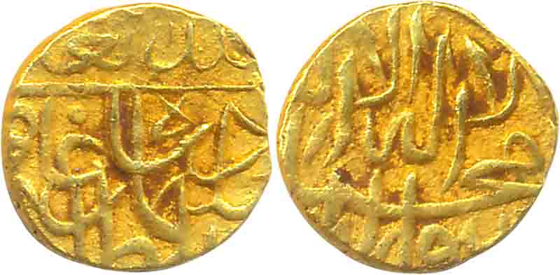 Timurid, Sulayman Mirza, Gold 1/24 Mohur- 1/8th Ashrafi, 0.47g, "Mintless- Badakhshan" typ