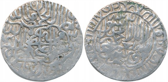 Humayun, 1st reign, Silver Shahrukhi, 3.79g, Agra Mint, Obv: "Muhammad Humayun Ghazi" is i