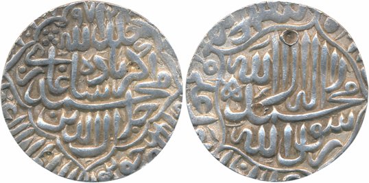Akbar, Silver Rupee, 11.49g, Jaunpur Mint, AH 972, with 'Khallada Allah' added to the Empe