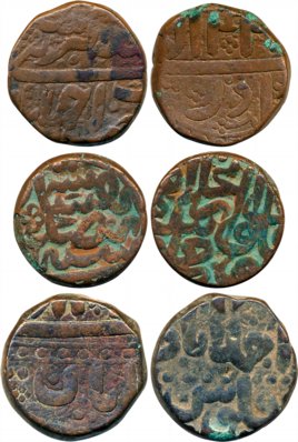 Akbar, Copper Dam (3), 20.51g, 20.51g, 20.57g, Ahmedabad Mint (2), Ilahi Month Aban & Azar