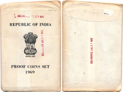 1969, Proof Set of 9, "Mahatma Gandhi Centenary", Bombay Mint, Rupees 10, 1 & Paisa 50, 20