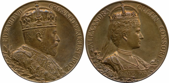 Edward VII, Coronation Medal, Copper, 80.89g, 1902. Obv: Conjoined bust of Edward with leg