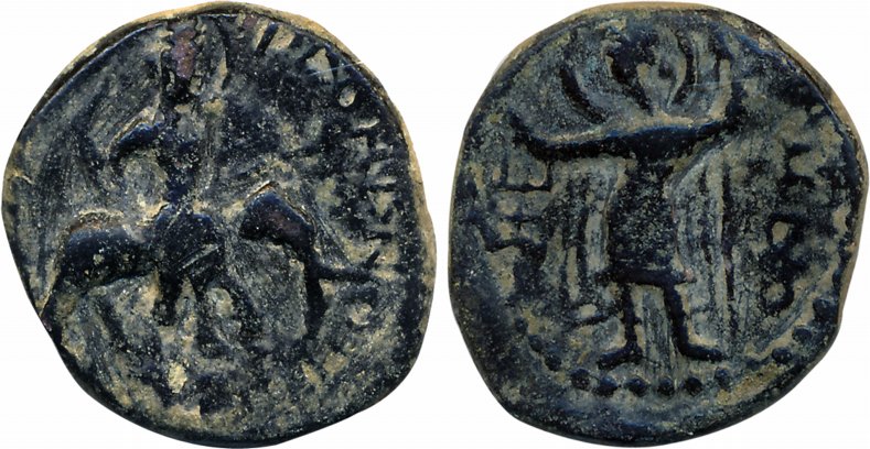 Kushans, Huvishka Posthumous, Copper, 10.91g, "Elephant rider" type, Obv: King riding on E