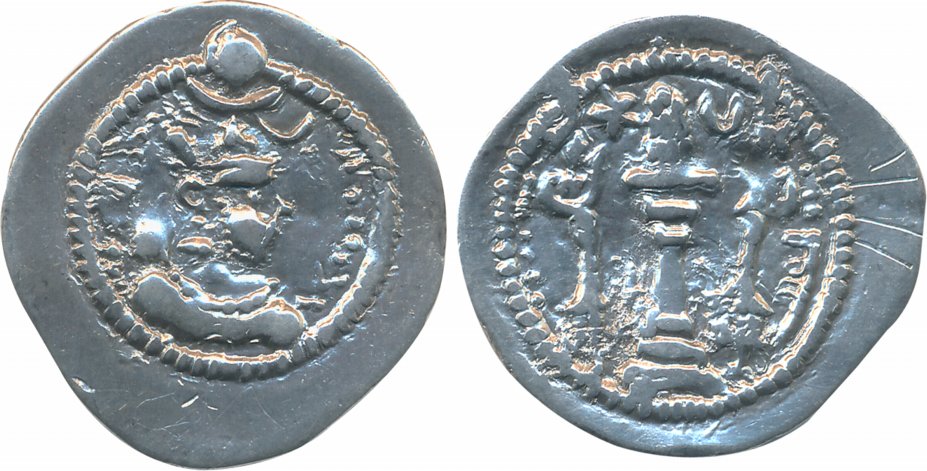 Peroz, Silver Drachma, 3.86g, mint 'AS' (Aspahan), Obv: Bearded bust facing right, wearing
