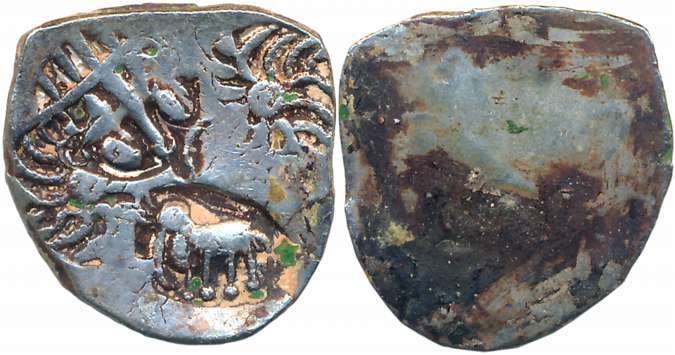 Punch Marked, Attributed to Kalinga Janpada, Silver Karshapana, 3.38g, Uniface, Gondia Hoa