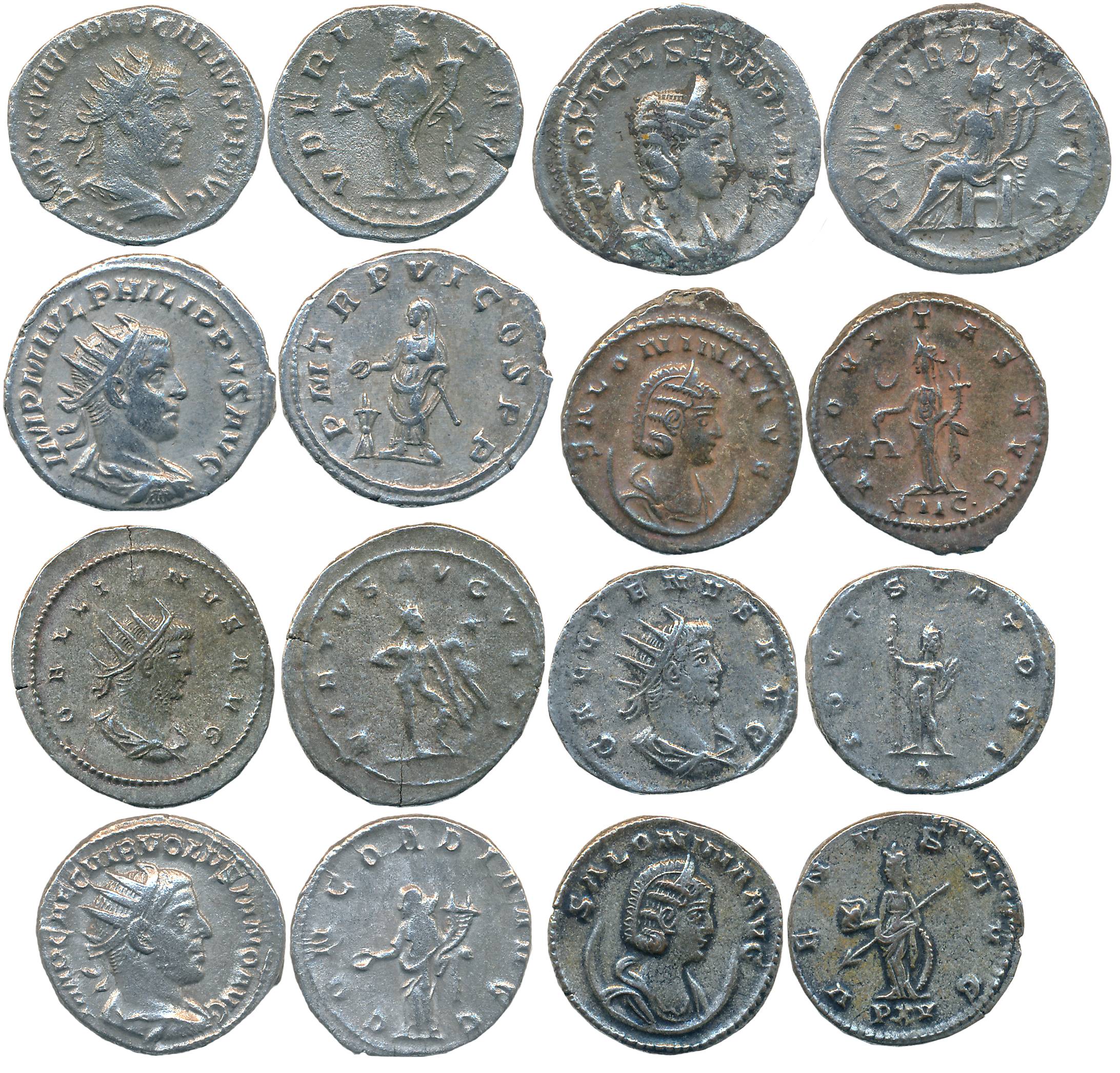 Silver Antoninianus (8), various rulers and type. Very fine to very fine+. 8 coins.
