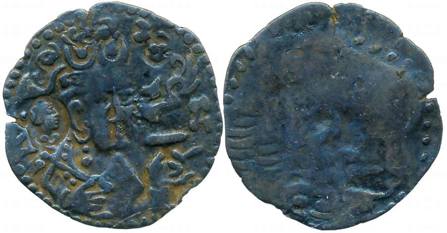 Turk Shahis / Rutbils of Zabulistan, Sareva (?), Copper Drachma,3.16g, Zabulistan area, Ob