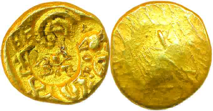 Yadavas of Devagiri, Singhana III, Punch Marked,Gold,Gadyan- Padma Tanka, 3.57g,Uniface, F