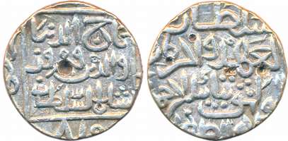 Taj al din Firuz Shah, Silver Tanka, 10.89g, Hadrat Ahsanabad Mint, AH 810 (G&G# BH63). Ve