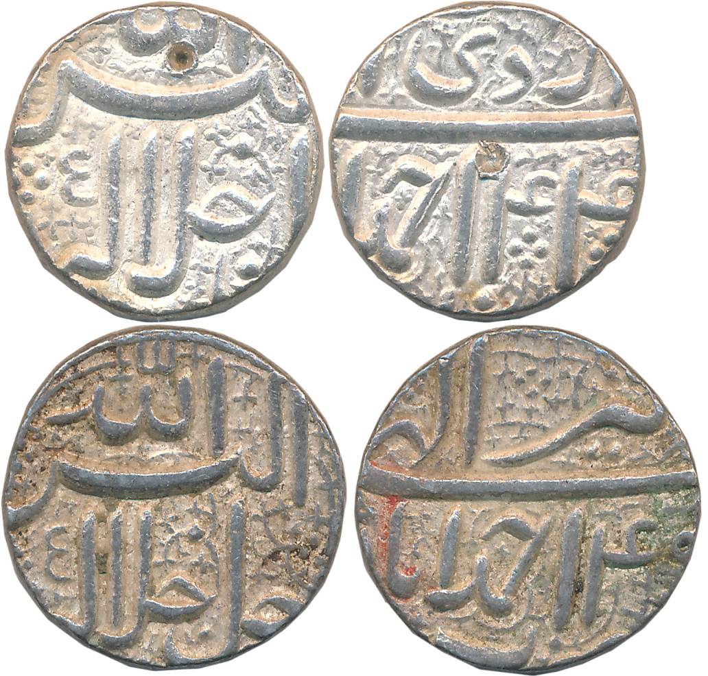 Akbar, Silver Rupees (2), 11.39g, 11.40g “Jalalahu” type, Ahmedabad Mint, Ilahi Month Ardi