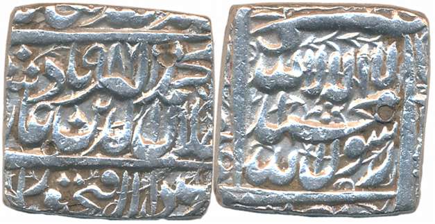 Akbar, Silver Square Rupee, 11.27g, “Kalima” type, Dar us Sultanate Fathpur Mint, AH 987 (