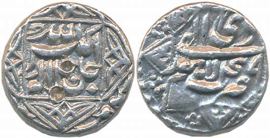 Akbar, Silver 1/2 Rupee, 5.70g, “Jalalahu” type, Lahore Mint, Ilahi Month Di, Year 49 (KM#