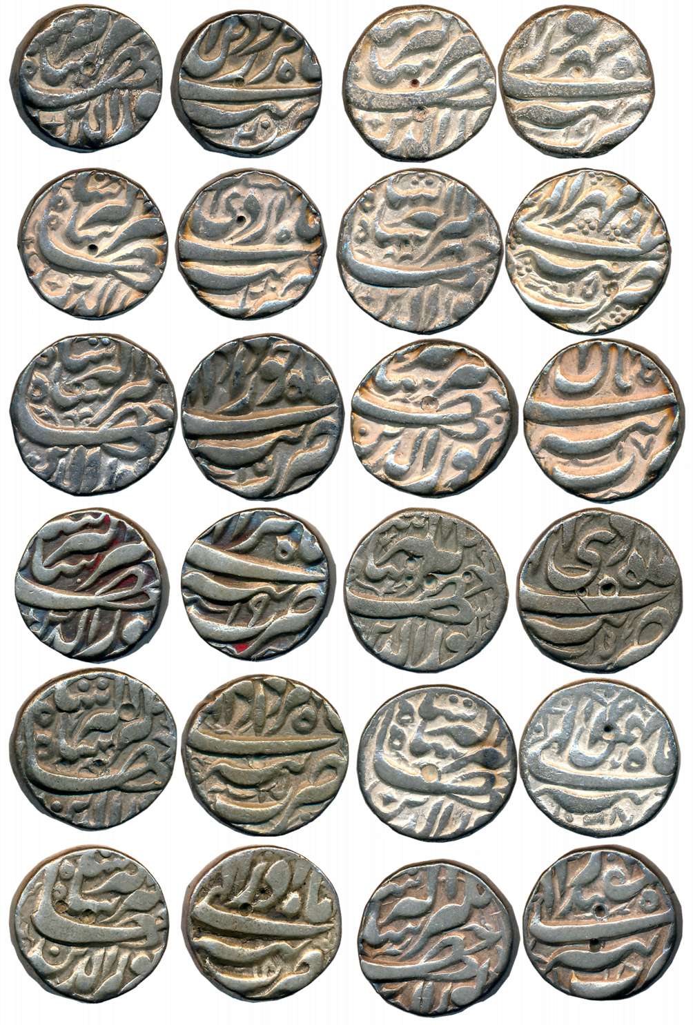 Jahangir, Silver Rupees (12),Complete Set of 12 Ilahi Months, “Nur ud din” type, TattaMint
