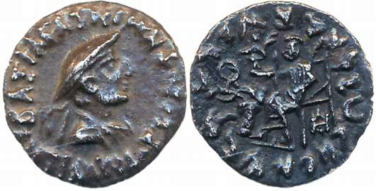 Indo Greeks, Antialkidas, Silver Drachma, 1.81g, Obv: Diademed bust of King in Kausia, Gre