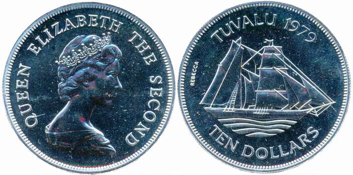 Tuvalu, Elizabeth II, Silver, 10 Dollars, 35.00g, “1st Anniversary of Independence”, 1979,