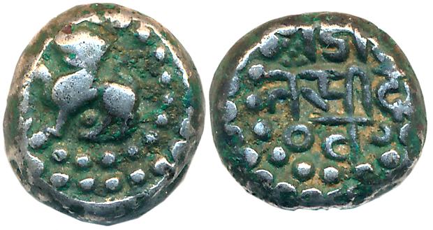 Chowhans of Ranthambhor, Jaitra Simha, Silver Draham, 4.25g, Obv: Lion facing to left with