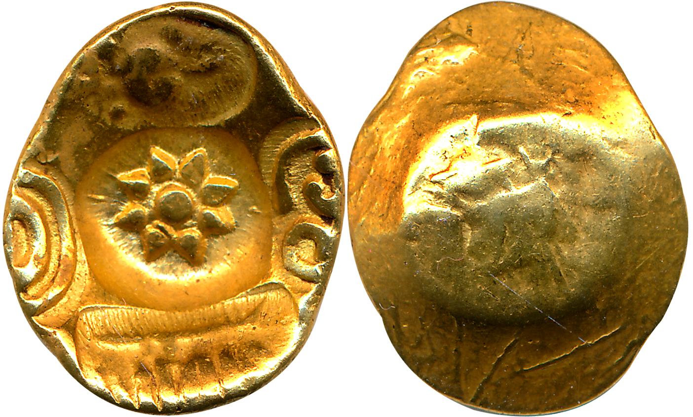 Yadavas of Devagiri, Singhanadeva, Gold Padma Tanka, 3.81g, Uniface, Punch Marked, Lotus i