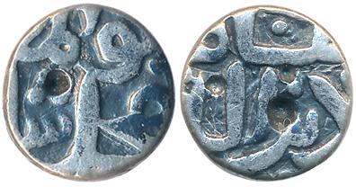 Muhammad Shah I, Silver 1/10 Tanka, 1.12g, Obv: Binah din Allah, Rev: Abu’l Muzaffar Muham