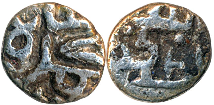 Muhammad Shah I, Silver 1/12 Tanka, 0.82g, Obv: abu’l muzaffar, Rev: Muhammad Shah (G&G# B