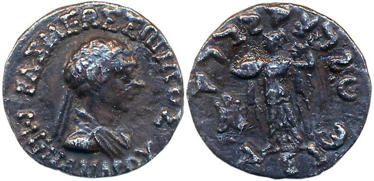 Indo Greeks, Menander I, Silver Drachma, 2.07g, Obv: Diademed bust of king to right, Greek
