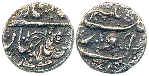 Shah Jahan, Silver Nisar 1/10 Rupee, 0.92g, Aurangnagar Mint, AH XXX3. Uncleaned, Mount re