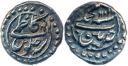 Tipu Sultan, Silver 1/16 Rupee- Kazimi, 0.67g, Patan Mint, AM 1222/ RY 12 (KM# B125). Very