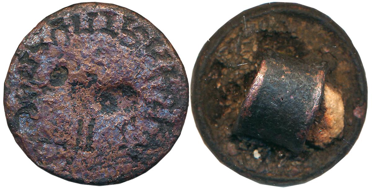 Ancient Decan, Late Satavahana period, Copper Seal. 12.91g, Bull standing in the centre, B