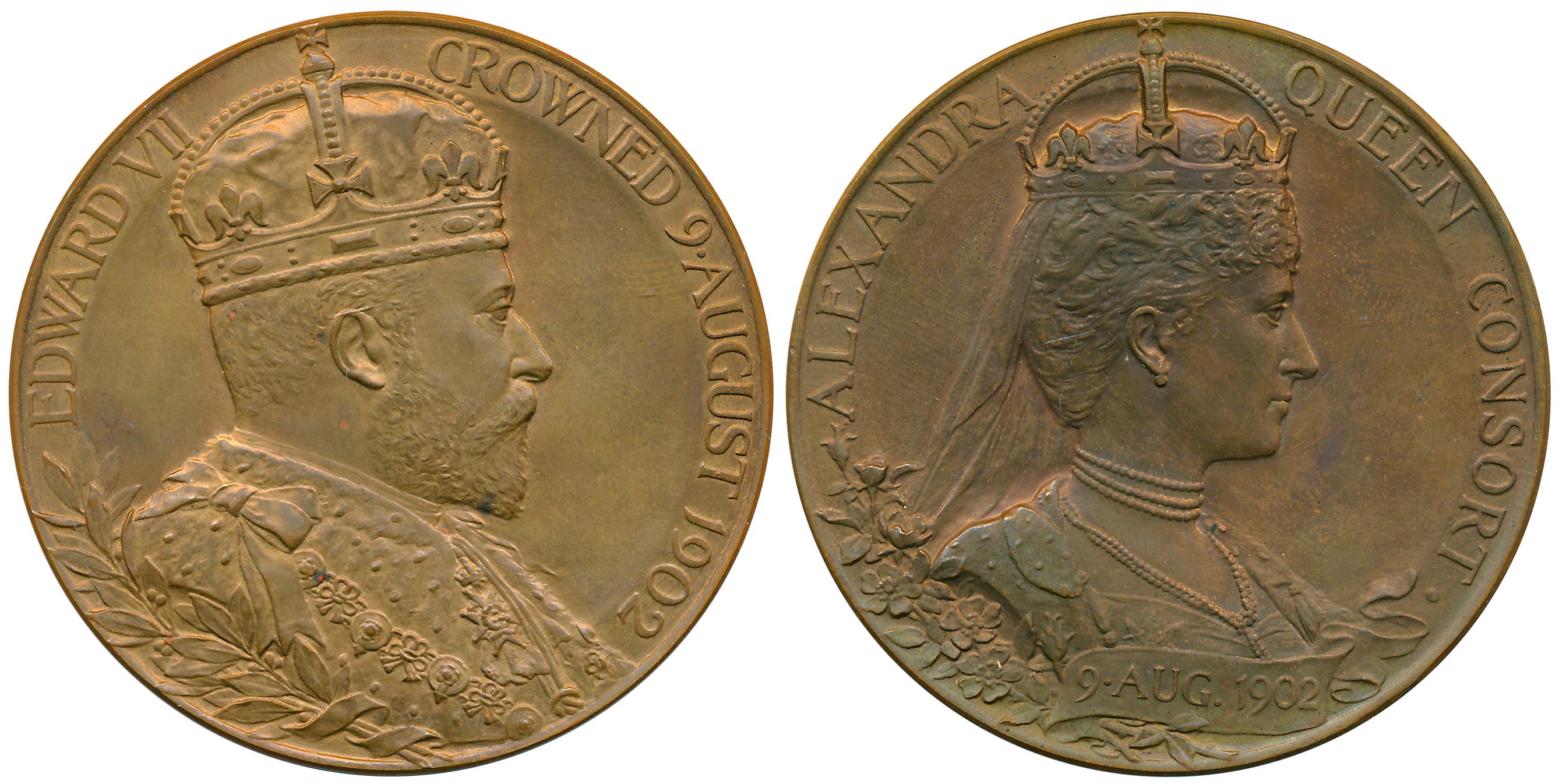 Edward VII, Coronation Medal, Bronze, 81.23g, 9 August 1902, Obv: Bust of the Emperor Edwa