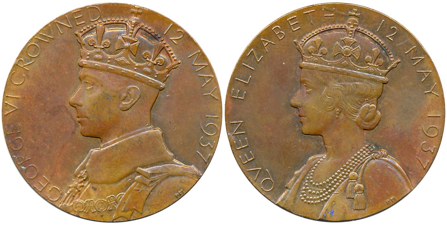 George VI, Coronation Medal, Bronze, 15.92g, 12 May 1937, Obv: Crowned bust of George VI t