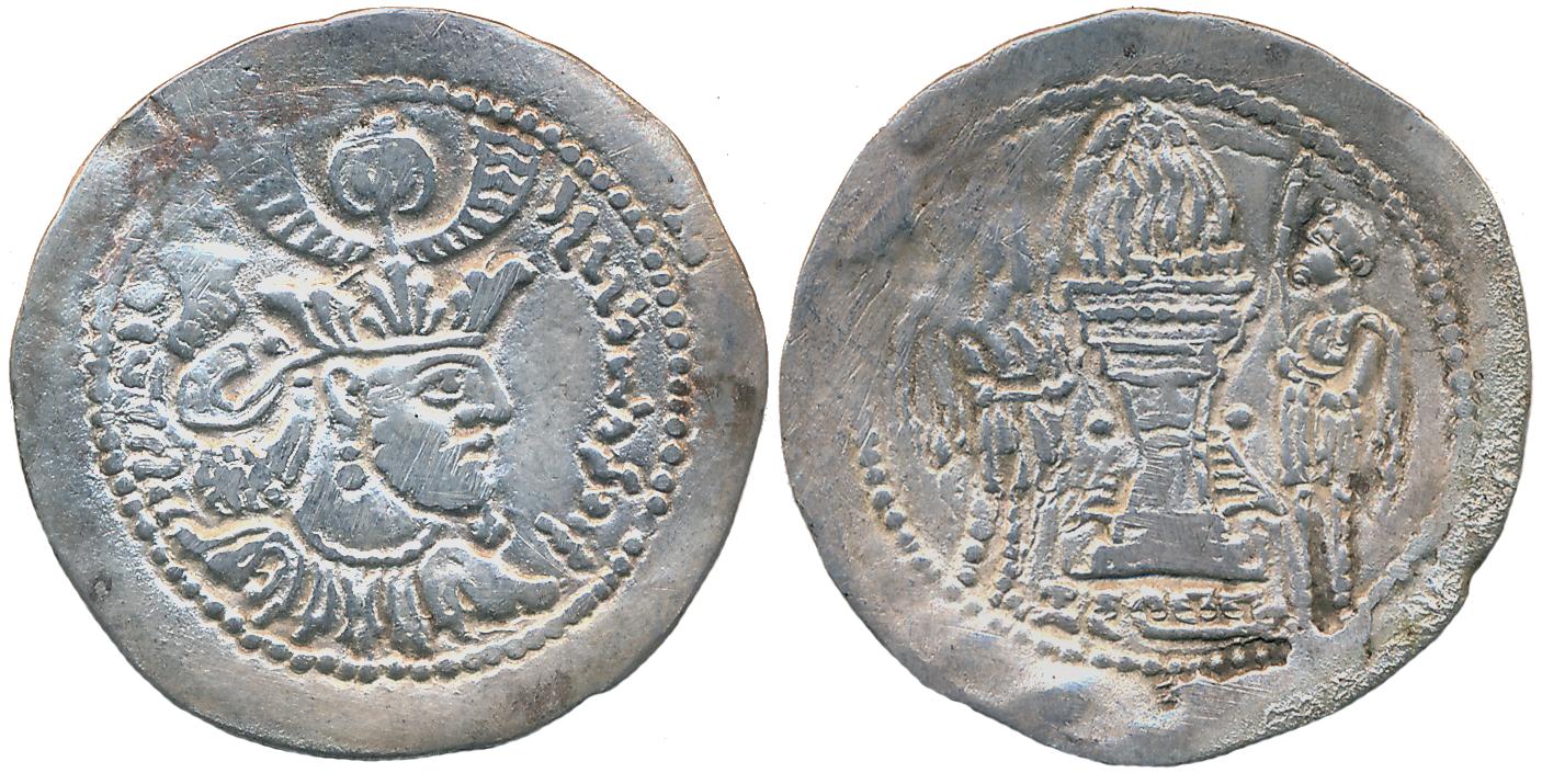 Kidarites in Gandhara and Uddiyana, Silver Drachma, 3.86g, in the name of Kushano-Sasanian