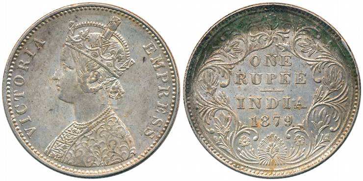 Victoria Empress, Silver Rupee, 1879, Bombay Mint, No mint mark, A3/II (Unlisted in Pridmo