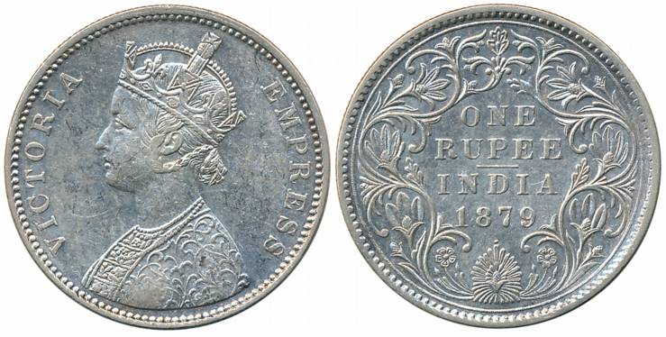 Victoria Empress, Silver Rupee, 1879, Bombay Mint, A3/IV/dot (Unlisted in Pridmore). Very 