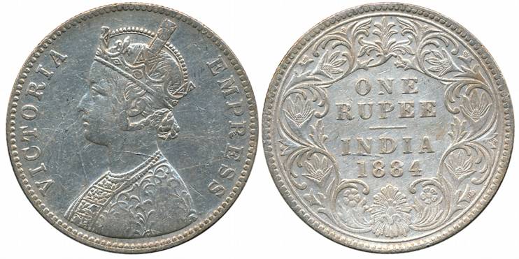 Victoria Empress, Silver Rupee, Mule, 1884, Bombay Mint, A1/I/B raised (Unlisted in Pridmo