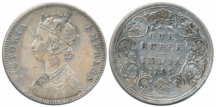 Victoria Empress, Silver Rupee, 1885, Bombay Mint, A3/II (Unlisted in Pridmore). About ver