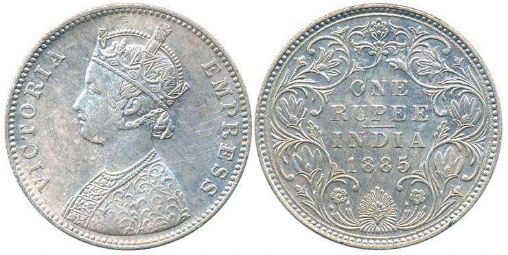 Victoria Empress, Silver Rupee, 1885, Bombay Mint, A3/IV/B incused (Unlisted in Pridmore).