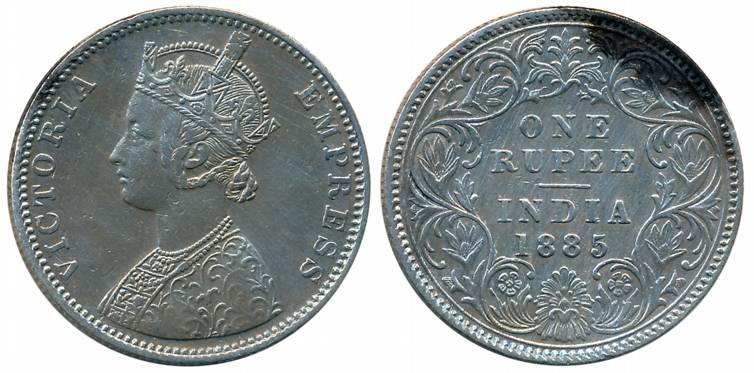 Victoria Empress, Silver Rupee, 1885, Bombay Mint, C2/I, no Mint mark (Unlisted in Pridmor