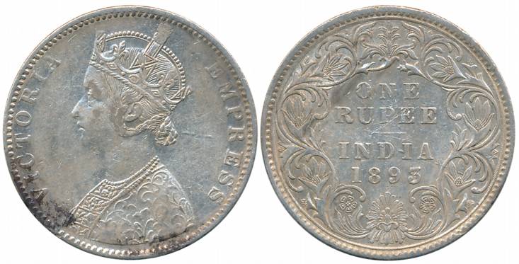 Victoria Empress, Silver Rupee, 1893, Bombay Mint, C1/I/B incused, 3 over 2 (Unlisted in P
