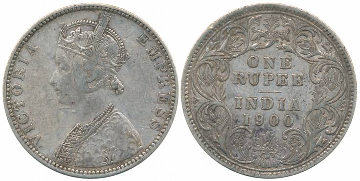 Victoria Empress, Silver Rupee, 1900, Bombay Mint, C2/I/B incuse (Unlisted in Pridmore). A