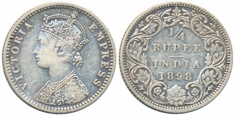 Victoria Empress, Silver 1/4 Rupee, 1898, Bombay Mint, C/I/B incused (Prid# 431). About ve