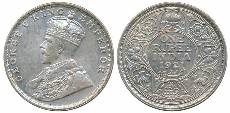 George V, Silver Rupee, 1921, Bombay Mint (Prid# 227). About uncirculated, scarce.