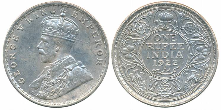 George V, Silver Rupee, 1922, Bombay Mint (Prid# 228). Very fine+, scarce.