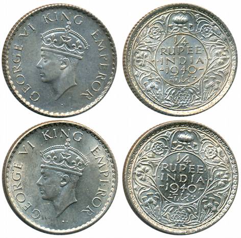 George VI, Silver 1/4 Rupees (2), Bombay Mint, 1940, Mature head, type II (Prid# 463), Cal
