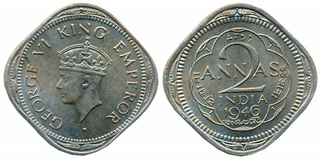 George VI, Copper Nickel, 2 Anna, 1946, Calcutta Mint, Large 6 in date (Unlisted in Pridmo
