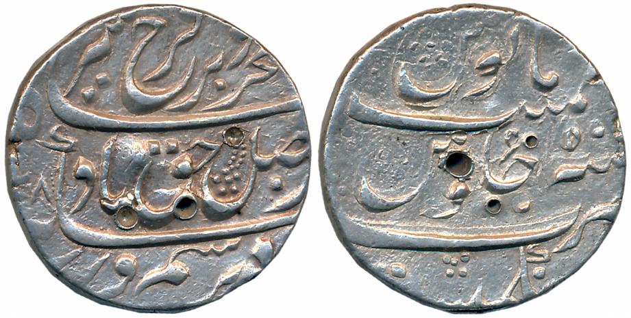 Sangameshwar, Silver Rupee, 11.42g, in the name of Farrukhsiyar, AH (11)28/ RY 5. Very fin