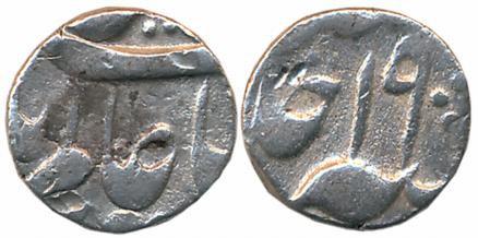 Murshidabad, Silver 1/8 Rupee, 1.40g, in the name of Shah Alam II, RY 19 (KM# 81.3). Very 