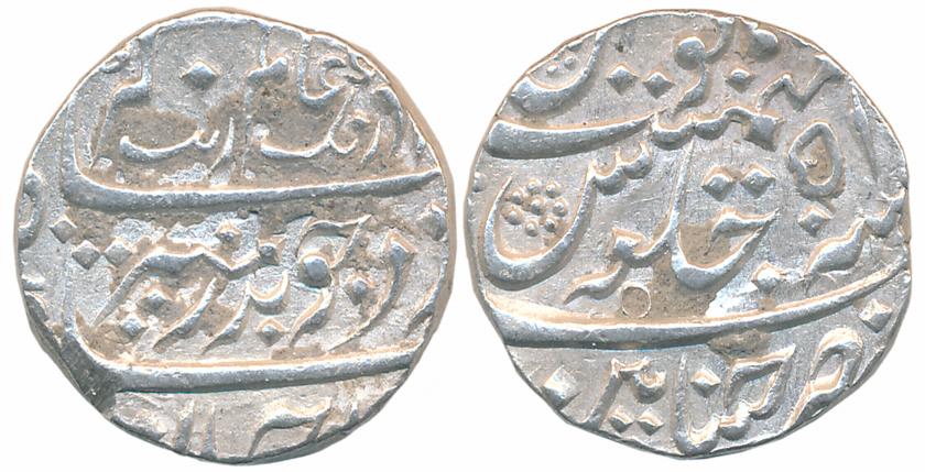 Chinapattan Mint, Silver Rupee, 11.61g, in the name of Aurangzeb, RY 51 (KM# A289). Very f