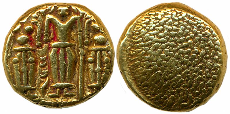 Gold 3 Swami Pagoda, 3.43g, Lord Tirupati Balaji in the centre with his consorts Shri Devi