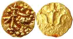 Kadambas of Goa, Attributable to Sivachittha, Gold 1/4 Fanam, 0.09g, Obv: Lion facing left
